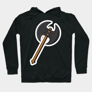 Ax hammer vector illustration. Weapon object icon concept. Dangerous wooden ax vector design. Hoodie